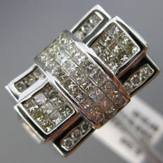 ESTATE WIDE 2.70CT ROUND & PRINCESS DIAMOND 14K WHITE GOLD HANDCRAFTED MENS RING