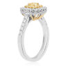 ESTATE WIDE 1.04CT WHITE & FANCY YELLOW DIAMOND 18KT 2 TONE GOLD ENGAGEMENT RING