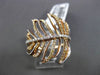 ESTATE WIDE .67CT FANCY YELLOW & WHITE DIAMOND 18KT ROSE GOLD 3D LEAF RING CUTE!