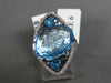 ESTATE LARGE 14.43CT DIAMOND & AAA BLUE TOPAZ 14KT WHITE GOLD 3D FLOWER FUN RING