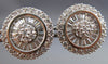 ESTATE LARGE CZ 14KT WHITE GOLD CLASSIC MULTI ROW CLUSTER STUD EARRINGS  #21692