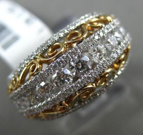 ESTATE WIDE 1.14CT DIAMOND 18KT WHITE & ROSE GOLD SEMI ETERNITY ANNIVERSARY RING