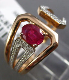 ESTATE WIDE .98CT ROUND DIAMOND & AAA RUBY 14KT ROSE GOLD 3D TAPER BELT FUN RING