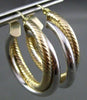 ESTATE 14KT WHITE & YELLOW GOLD 3D ROPE CLASSIC DOUBLE TWISTED HOOP EARRINGS