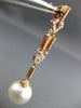 ESTATE LONG .76CT DIAMOND & AAA SOUTH SEA PEARL 18KT ROSE GOLD HANGING EARRINGS