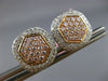 ESTATE 1.71CT WHITE & PINK DIAMOND 18K WHITE ROSE GOLD HEXAGON CLIP ON EARRINGS