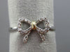 ESTATE .11CT DIAMOND 14K WHITE & YELLOW GOLD OPEN CLASSIC BOW COMPANION FUN RING