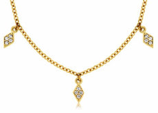 ESTATE .30CT DIAMOND 14KT YELLOW GOLD 3D FOUR STONE BY THE YARD CLASSIC NECKLACE