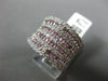 ESTATE LARGE 3.55CT DIAMOND & AAA PINK SAPPHIRE 14KT WHITE GOLD MULTI ROW RING