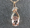 ESTATE .76CT DIAMOND & AAA MORGANITE 14K ROSE GOLD 3D LOVE KNOT FLOATING PENDANT