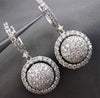 ESTATE LARGE 2.72CT DIAMOND 18KT WHITE GOLD CIRCULAR DOME HALO HANGING EARRINGS