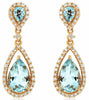ESTATE 2.99CT DIAMOND & AAA AQUAMARINE 14K ROSE GOLD PEAR SHAPE HANGING EARRINGS