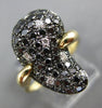 ESTATE LARGE 1.11CT WHITE & BLACK DIAMOND 14KT YELLOW GOLD PEAR SHAPED FUN RING