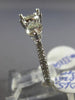 ESTATE .95CT DIAMOND 14KT WHITE GOLD CLASSIC 3 STONE SEMI MOUNT ENGAGEMENT RING