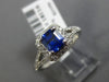 ESTATE 1.43CT DIAMOND & AAA SAPPHIRE 14KT WHITE GOLD SQUARE HALO ENGAGEMENT RING