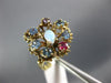 ANTIQUE WIDE AAA MULTI GEM 14KT YELLOW GOLD CLASSIC FLOWER BUTTERFLY FUN RING
