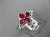 ESTATE .80CT DIAMOND & AAA RUBY 14K WHITE GOLD 4 LEAF FLOWER FILIGREE FUN RING