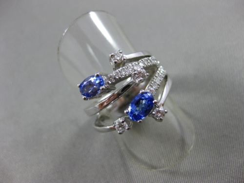 ESTATE WIDE 1.58CT DIAMOND & AAA TANZANITE 14KT WHITE GOLD FLOATING RING #16513