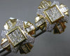 ESTATE EXTRA LARGE 4CT DIAMOND 14KT TWO TONE GOLD FLOWER SQUARE CLIP ON EARRINGS