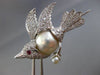 ESTATE .93CT DIAMOND AAA RUBY & SOUTH SEA PEARL 14KT WHITE GOLD BIRD BROOCH PIN