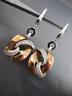 ESTATE LARGE .50CT DIAMOND 14KT WHITE & ROSE GOLD 3D LOVE KNOT HANGING EARRINGS