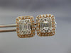 ESTATE LARGE 1.16CT ROUND & BAGUETTE DIAMOND 18K WHITE & ROSE GOLD STUD EARRINGS