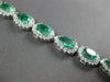 ESTATE WIDE 13.74CT DIAMOND & AAA EMERALD 18K WHITE GOLD 3D OVAL TENNIS BRACELET