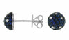 1.02CT DIAMOND & AAA SAPPHIRE 14KT WHITE GOLD 3D SEMI DOME CLASSIC STUD EARRINGS