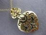 ESTATE LARGE 1.30CT DIAMOND 18KT TWO TONE GOLD 3D HEART FLOATING PENDANT #23610