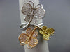 LARGE .89CT WHITE YELLOW & PINK DIAMOND 18KT TRI COLOR GOLD BUTTERFLY LOVE RING