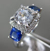 ESTATE LARGE 2.42CT DIAMOND & AAA SAPPHIRE 14K WHITE GOLD SQUARE ENGAGEMENT RING