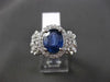ANTIQUE LARGE 3.55CT DIAMOND & SAPPHIRE 14KT WHITE GOLD FLORAL ENGAGEMENT RING