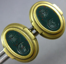 ESTATE KIESELSTEIN CORD HEART STONE 18KT YELLOW GOLD 3D CARVED OVAL EARRINGS