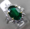 ESTATE 3.47CT DIAMOND & EMERALD PLATINUM 18K YELLOW GOLD ENGAGEMENT RING E/F VVS