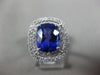 ESTATE LARGE 5.03CT DIAMOND & AAA TANZANITE 18KT WHITE GOLD HALO ENGAGEMENT RING
