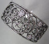 ANTIQUE FILIGREE WIDE 4.70CT DIAMOND 18KT BLACK GOLD FLORAL BANGLE ONE OF A KIND