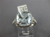 ESTATE LARGE 3.55CT DIAMOND & AAA AQUAMARINE 14K WHITE GOLD HALO ENGAGEMENT RING