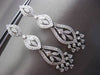 ESTATE LARGE 2.0CT DIAMOND 18KT WHITE GOLD FILIGREE MILGRAIN HANGING EARRINGS