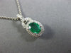 ESTATE 1.14CT DIAMOND & AAA EMERALD 14K WHITE GOLD CLASSIC OVAL FILIGREE PENDANT