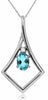 ESTATE .42CT DIAMOND & AAA AQUAMARINE 14K WHITE GOLD ROUND & OVAL DROP PENDANT