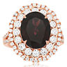 ESTATE LARGE 6.60CT DIAMOND & AAA RHODOLITE 14K ROSE GOLD FLOWER ENGAGEMENT RING