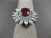 ESTATE LARGE 4.35CT DIAMOND & AAA RUBY 18KT WHITE GOLD ENGAGEMENT COCKTAIL RING