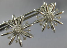 ESTATE EXTRA LARGE 1.26CT DIAMOND 14KT WHITE GOLD 3D FLOWER SNOW FLAKE EARRINGS