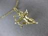 ESTATE .01CT DIAMOND 14KT YELLOW GOLD 3D HANDCRAFTED ANGEL LOVE FLOATING PENDANT