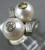 ANTIQUE LARGE .46CT DIAMOND & AAA SOUTH SEA PEARL 18K WHITE GOLD 3D FUN RING