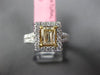 ESTATE LARGE 1.44CT WHITE & FANCY YELLOW DIAMOND 18K 2 TONE GOLD ENGAGEMENT RING