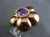 ESTATE EXTRA LARGE 2.20CT DIAMOND & AAA AMETHYST 14KT ROSE GOLD 3D FLOWER RING