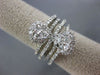 ESTATE LARGE 1.50CT DIAMOND 14K WHITE GOLD MULTI ROW HEART LOVE ANNIVERSARY RING