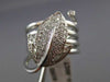 ANTIQUE WIDE .60CT DIAMOND 14KT WHITE GOLD 3D CLASSIC PAVE LEAF COIL RING #16809