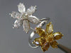 ESTATE LARGE 3.71CT WHITE & YELLOW DIAMOND 18KT TWO TONE GOLD DOUBLE FLOWER RING